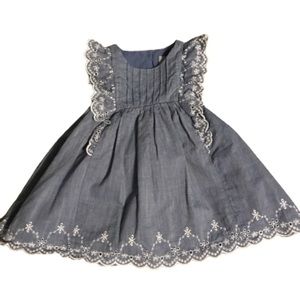 New!! Chambray dress with eyelets and embroidery